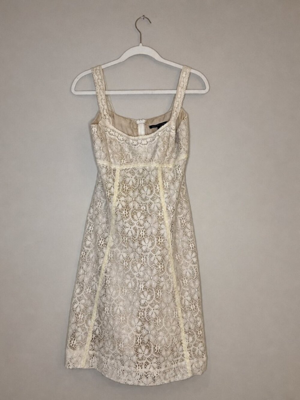 David Meister Ivory Lace Fit & Flare Dress Size 2